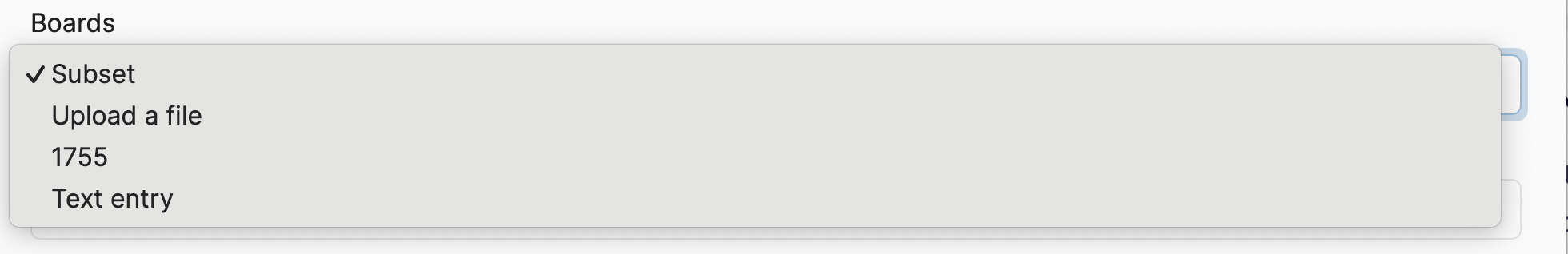 Board Entry Options