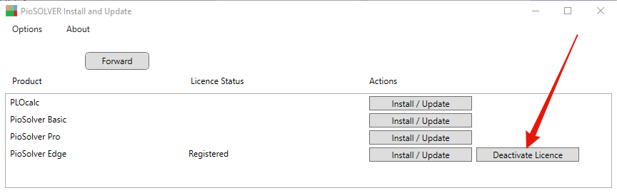 Deactivating from PioUpdater
